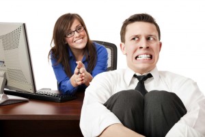 getty creative -- royalty free -- awkward interview, uncomfortable businessman, job interview, office, work, nervous, anxious, boss employee Just Shoot Me