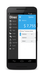 Dinex app menu-balance