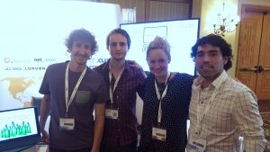 Álvaro Flaño, Tomás Ceruti, Louise Munck (de ASCIO) y Marcio Miralles. Equipo Hosting.cl en el World Hosting Days